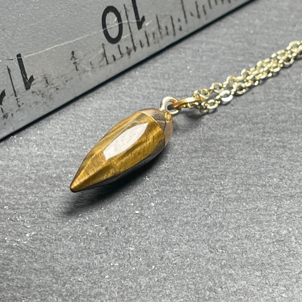 Genuine Yellow Tiger’s Eye Gold Plated Pendant Necklace - Picture 13 of 14